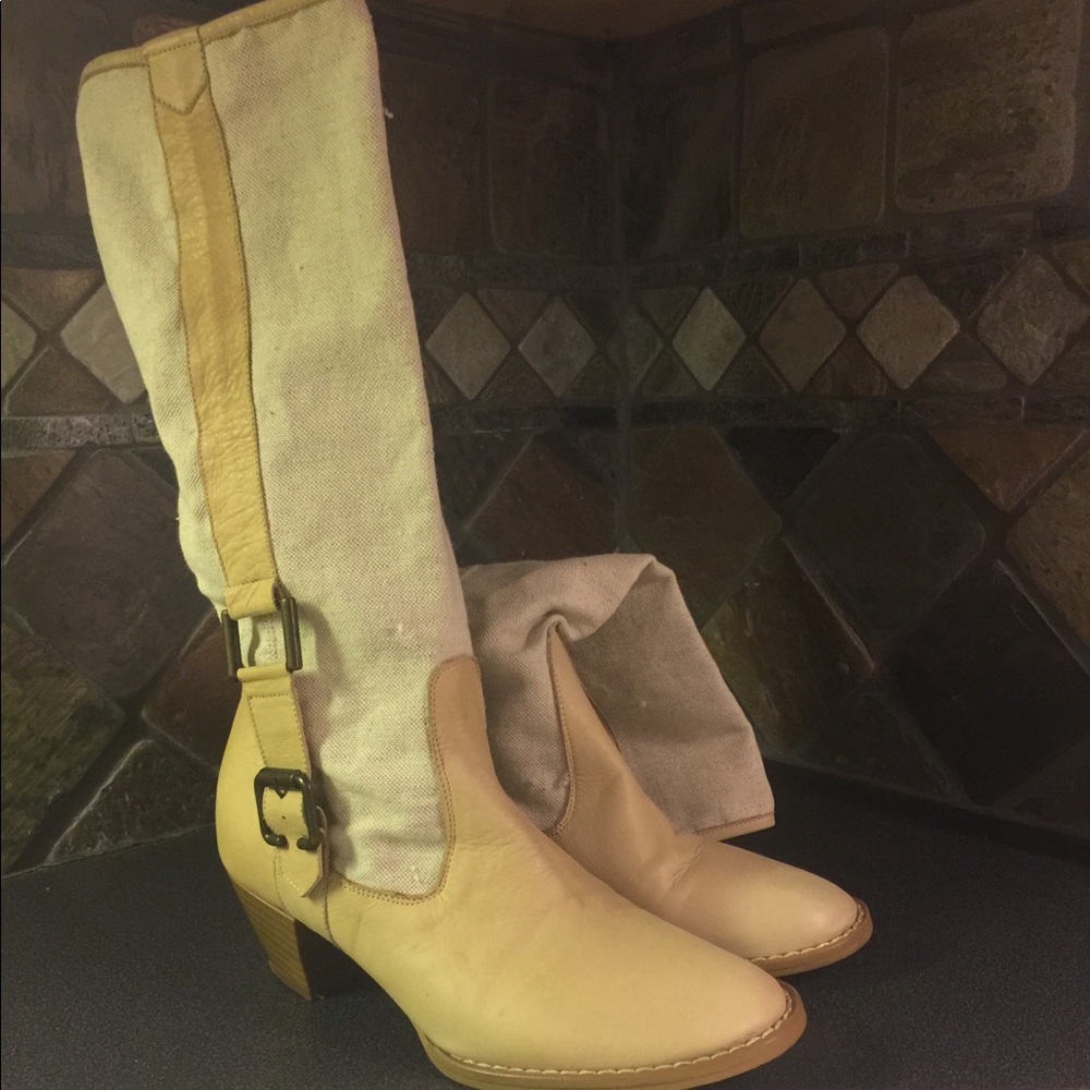 Jeans Les Copains Leather/Canvas Boots